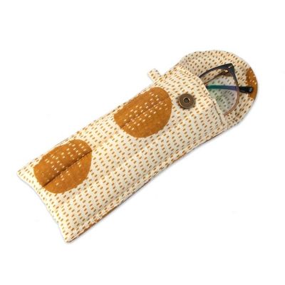 Alternate image for Dotted Ochre Ivory 2-Piece Cotton Pencil Eyeglass Case Set Ochre Dot Functionality