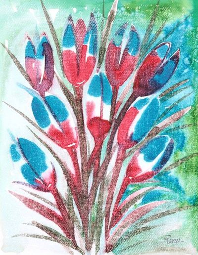 Alternate image for Multicolored Floral Painting from India Tulip