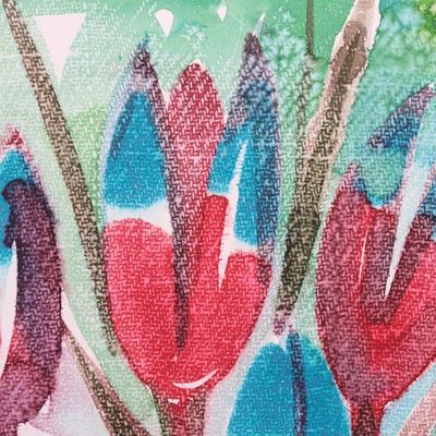 Alternate image for Multicolored Floral Painting from India Tulip