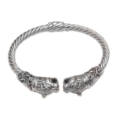 Alternate image for Artisan Handmade 925 Sterling Silver Tiger Cuff Bracelet Tiger Storm