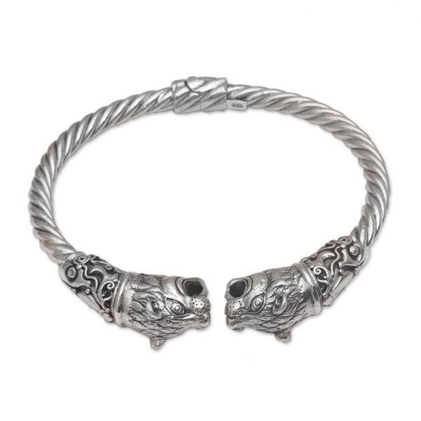 Alternate image for Artisan Handmade 925 Sterling Silver Tiger Cuff Bracelet Tiger Storm