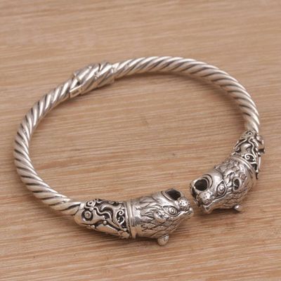 Alternate image for Artisan Handmade 925 Sterling Silver Tiger Cuff Bracelet Tiger Storm