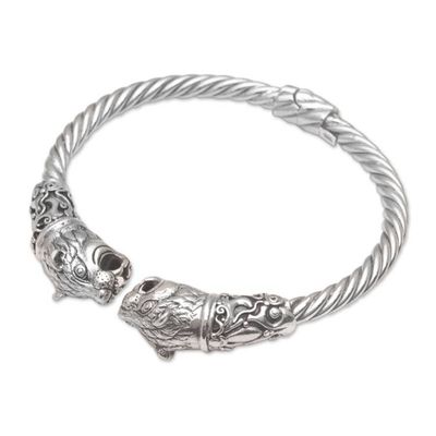 Alternate image for Artisan Handmade 925 Sterling Silver Tiger Cuff Bracelet Tiger Storm