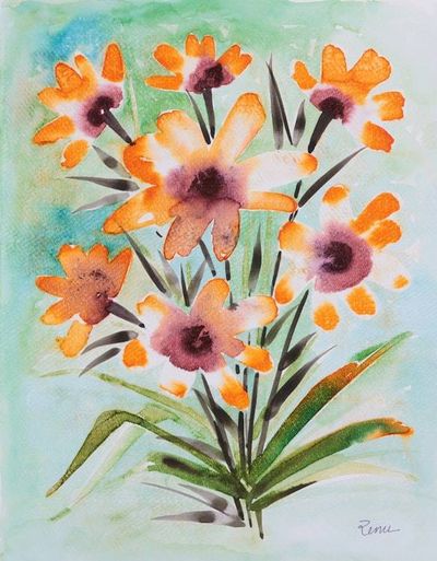Alternate image for Floral Watercolor Painting from India Marigold