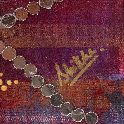 Alternate image for Multicolored Mixed Media Abstract Painting from India Floral Beauty