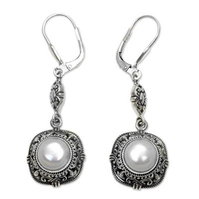 Alternate image for Balinese Mabe Pearl and Sterling Silver Dangle Earrings Serene Dreams