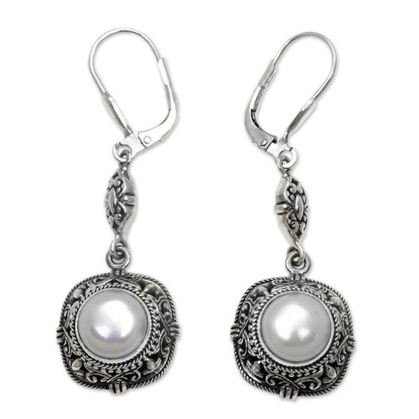 Alternate image for Balinese Mabe Pearl and Sterling Silver Dangle Earrings Serene Dreams