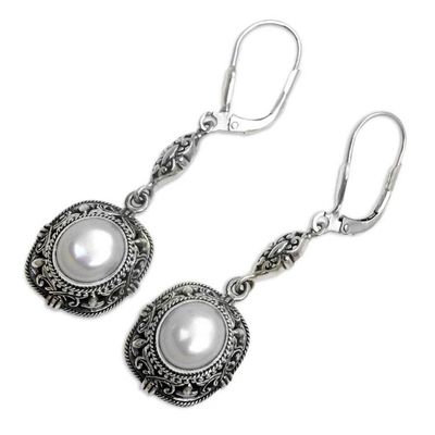 Alternate image for Balinese Mabe Pearl and Sterling Silver Dangle Earrings Serene Dreams