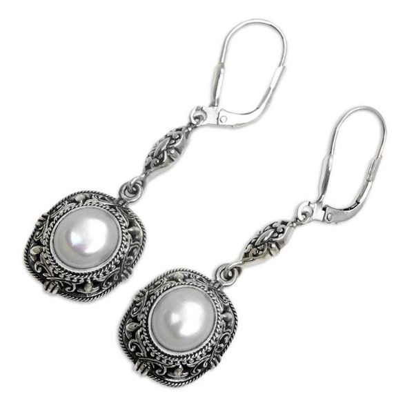 Alternate image for Balinese Mabe Pearl and Sterling Silver Dangle Earrings Serene Dreams