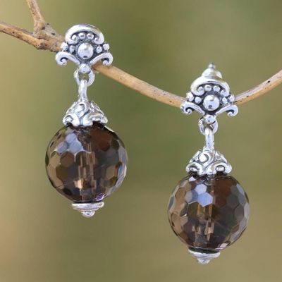 Primary image for Sterling Silver and Smoky Quartz Dangle Earrings Earrings Royal Elegance