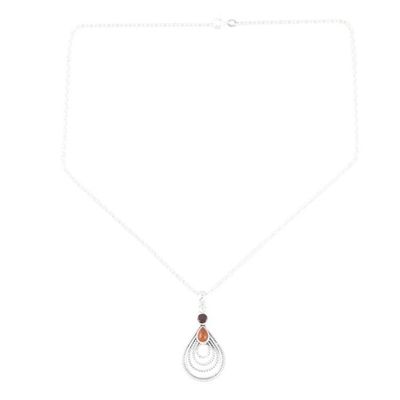 Alternate image for Hand Made Garnet and Carnelian Pendant Necklace Radiate in Red
