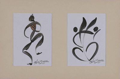 Alternate image for Semi-Abstract Expressionist Dance-Themed Diptych Painting Chromatic Crescendo