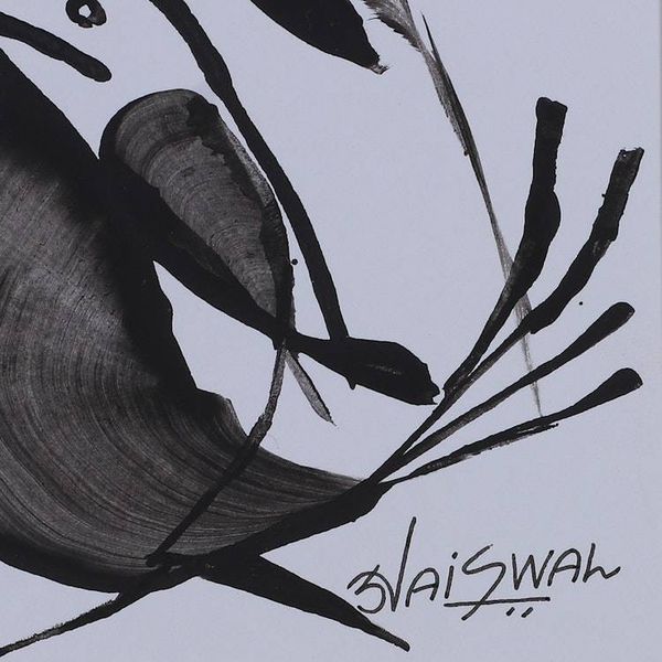 Alternate image for Expressionist Black and White Mixed Media Bird Painting Avian Majesty