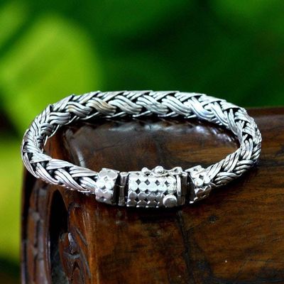 Alternate image for Mens Sterling Silver Chain Bracelet Wisdom