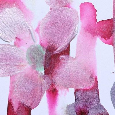Alternate image for Original Signed Expressionist Still Life with Pink Flowers Flower Chase