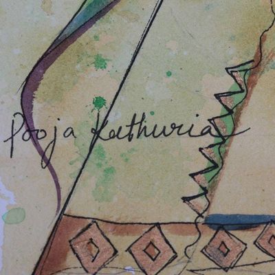 Alternate image for Watercolor and Acrylic Portrait Painting on Paper Virahini