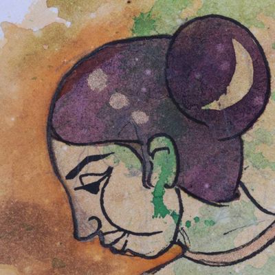 Alternate image for Watercolor and Acrylic Portrait Painting on Paper Virahini