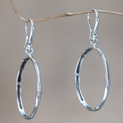 Alternate image for Sterling silver dangle earrings Bamboo Circle