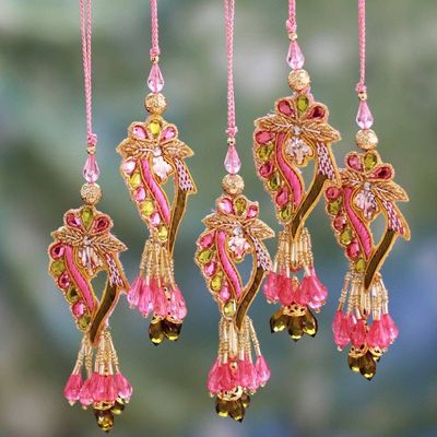 Primary image for Handcrafted Hand Beaded Christmas Ornaments Set of 5 Lavish Delhi