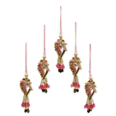 Alternate image for Handcrafted Hand Beaded Christmas Ornaments Set of 5 Lavish Delhi