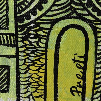 Alternate image for Original Signed Acrylic Painting from India Temple