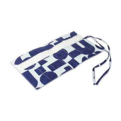 Alternate image for Block-Printed Blue and White 100 Cotton Roll Pencil Case Avant-Garde Mind