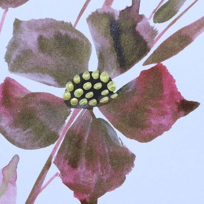 Alternate image for Modern Mixed Media Painting of Flowers in Pastel Tones Artistic Grace
