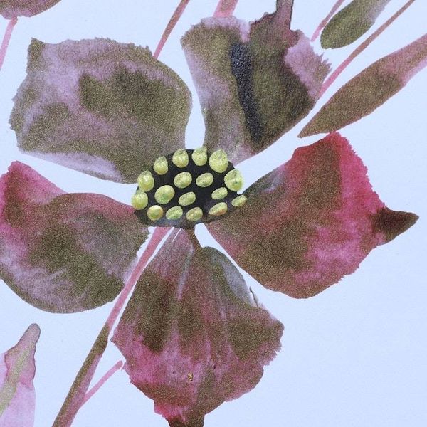 Alternate image for Modern Mixed Media Painting of Flowers in Pastel Tones Artistic Grace