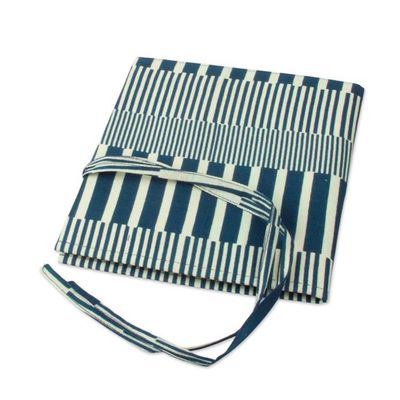 Alternate image for Artisan-Made Blue and Ivory 100 Cotton Roll Pencil Case Blue  Bright