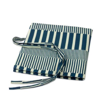 Alternate image for Artisan-Made Blue and Ivory 100 Cotton Roll Pencil Case Blue  Bright
