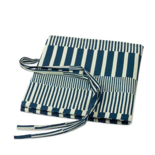 Alternate image for Artisan-Made Blue and Ivory 100 Cotton Roll Pencil Case Blue  Bright