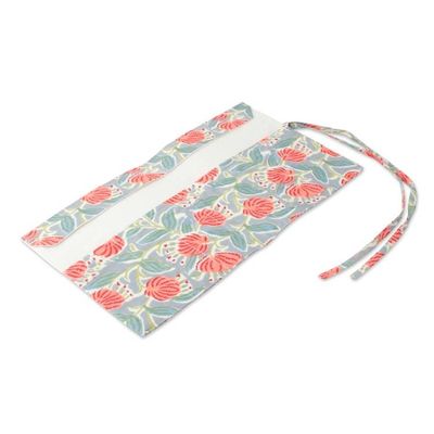 Alternate image for Spring-Patterned Block-Printed 100 Cotton Roll Pencil Case Blossoming Brushstrokes