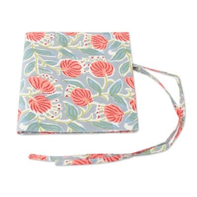 Alternate image for Spring-Patterned Block-Printed 100 Cotton Roll Pencil Case Blossoming Brushstrokes