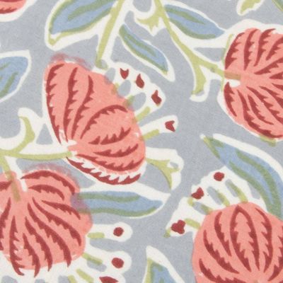 Alternate image for Spring-Patterned Block-Printed 100 Cotton Roll Pencil Case Blossoming Brushstrokes
