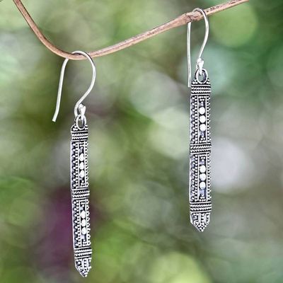 Alternate image for Traditional Indonesian Silver Earrings Borneo Scepter
