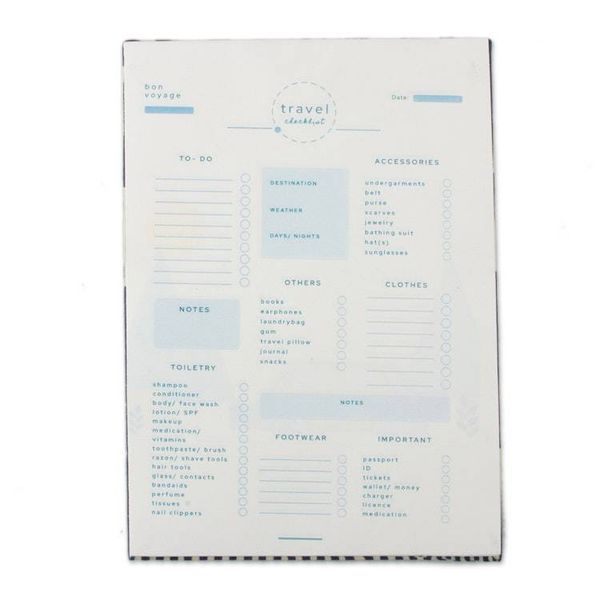 Alternate image for Patterned 100 Cotton Travel Planner with 30 Paper Pages Blue  Wondrous