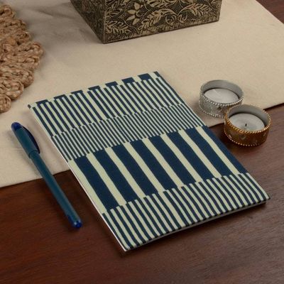 Alternate image for Patterned 100 Cotton Travel Planner with 30 Paper Pages Blue Wondrous
