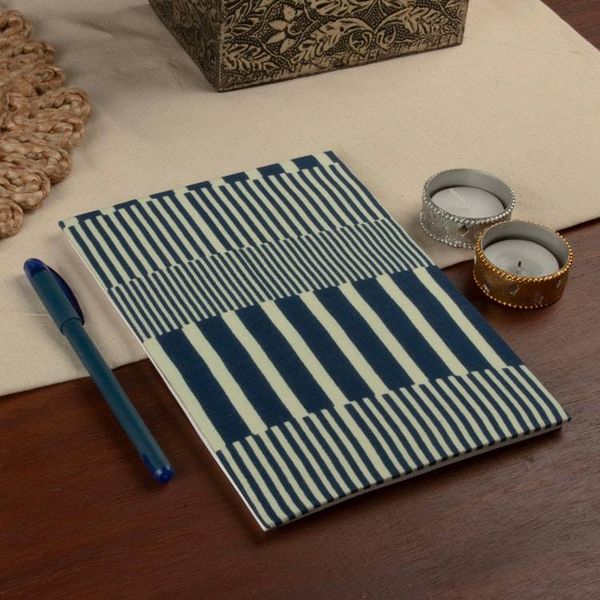 Alternate image for Patterned 100 Cotton Travel Planner with 30 Paper Pages Blue  Wondrous