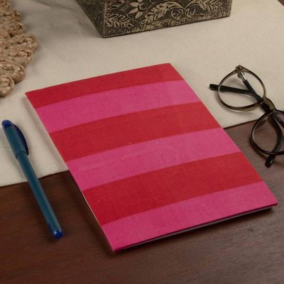 Primary image for Fuchsia and Red Travel Planner with Block-Printed Stripes Travels in Fuchsia