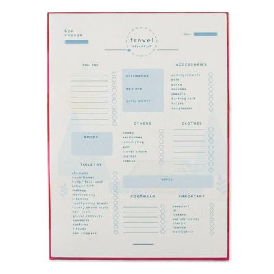 Alternate image for Fuchsia and Red Travel Planner with Block-Printed Stripes Travels in Fuchsia