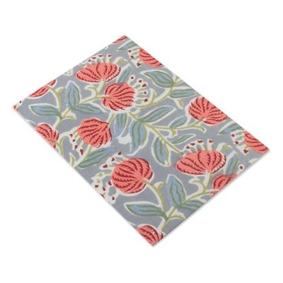 Alternate image for Red and Blue 43-Page Block-Printed Cotton Daily Planner Blossoming Mornings