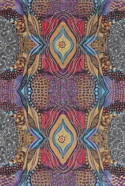 Alternate image for Indian Mandala Textile Tribal Art-Themed Acrylic Painting Sacred Symmetry