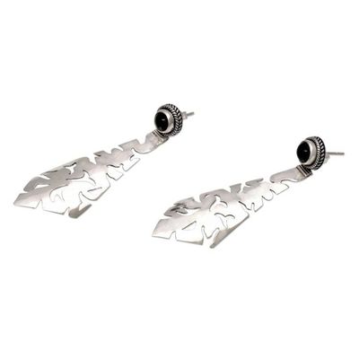 Alternate image for Onyx drop earrings Silver Scimitar