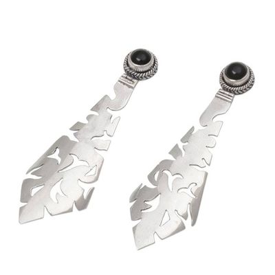 Alternate image for Onyx drop earrings Silver Scimitar