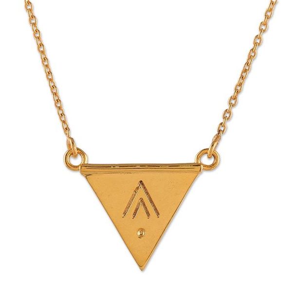 Alternate image for Minimalist High-Polished Brass Pyramid Pendant Necklace Prestige Pyramid