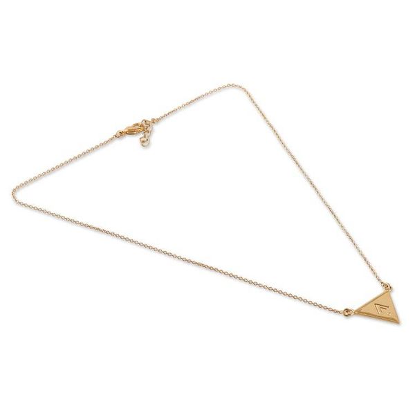 Alternate image for Minimalist High-Polished Brass Pyramid Pendant Necklace Prestige Pyramid