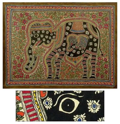 Alternate image for Madhubani painting Elephant Harmony