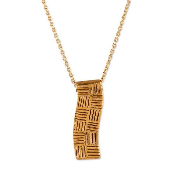 Alternate image for Modern-Inspired Textured Brass Pendant Necklace from India Gleaming Runway