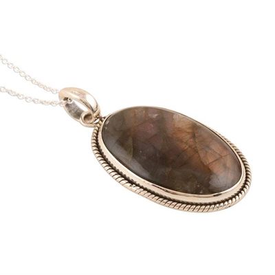 Alternate image for Unique Purple Labradorite Pendant Necklace from India Blissful Glory