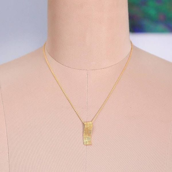 Alternate image for Modern-Inspired Textured Brass Pendant Necklace from India Gleaming Runway